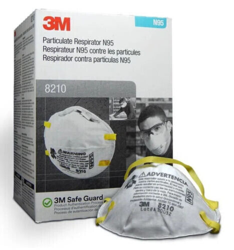 3M 8210 N95 Mask Respirators, 20/Dispenser (Pack of 20) New – EXP 02/2025