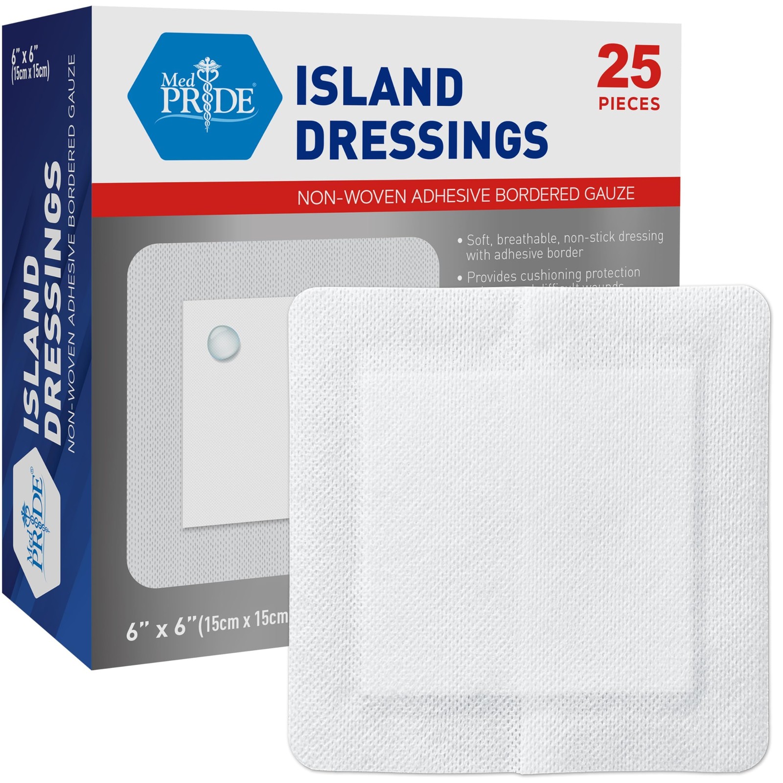 MED PRIDE Adhesive Gauze Pads 6×6, 25 Sterile Individually 6″ x (New)