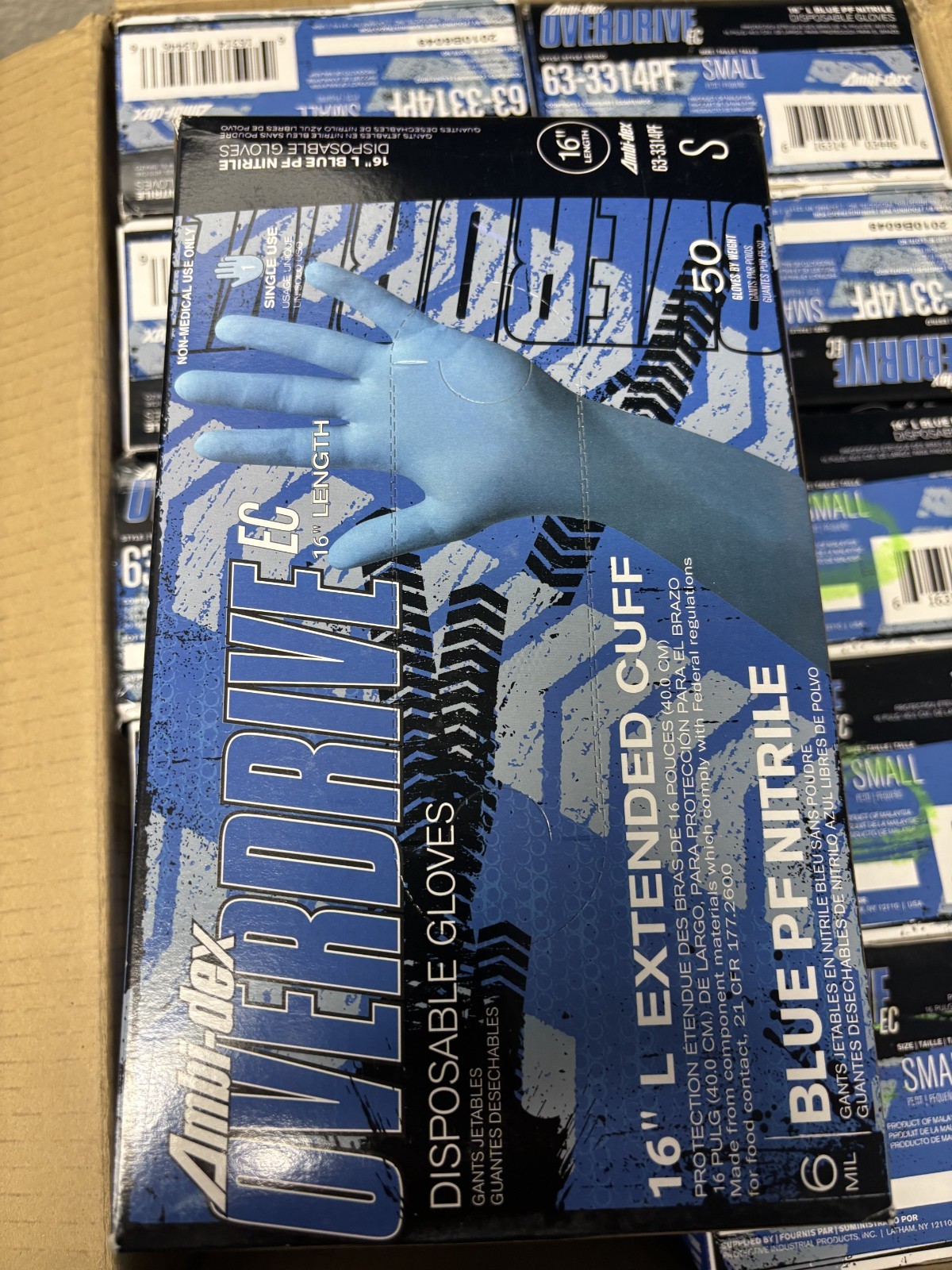 Blue Nitrile 16 in gloves box of 500 50 in each small box