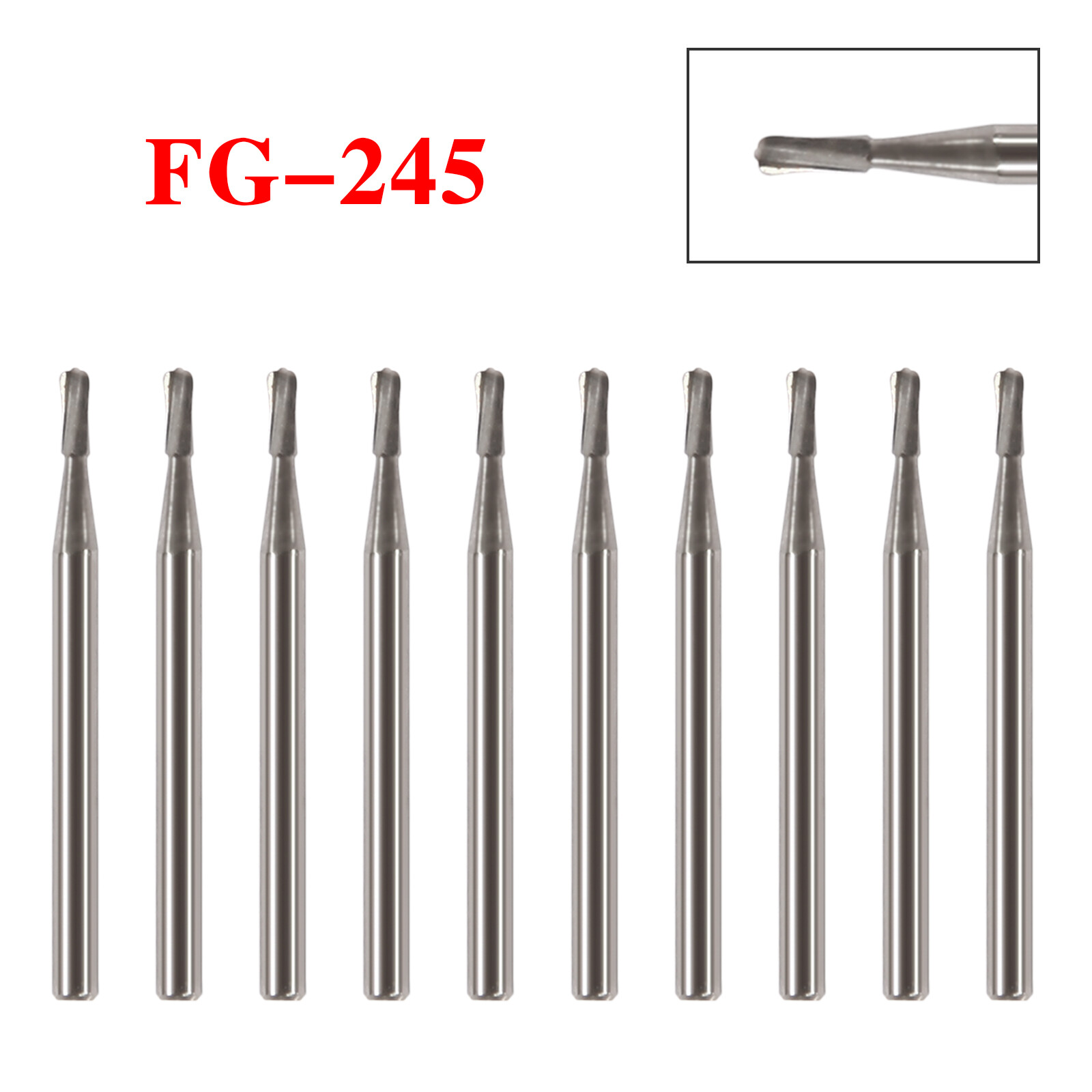 10-100pc Dental Carbide Burs FG245 19mm FG Pear Drill Bits for High Speed