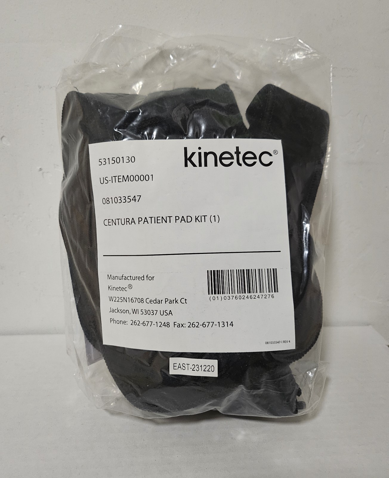 Kinetic Centura Patient Shoulder CPM Pad Kit 53150130 (US-ITEM00001) – New