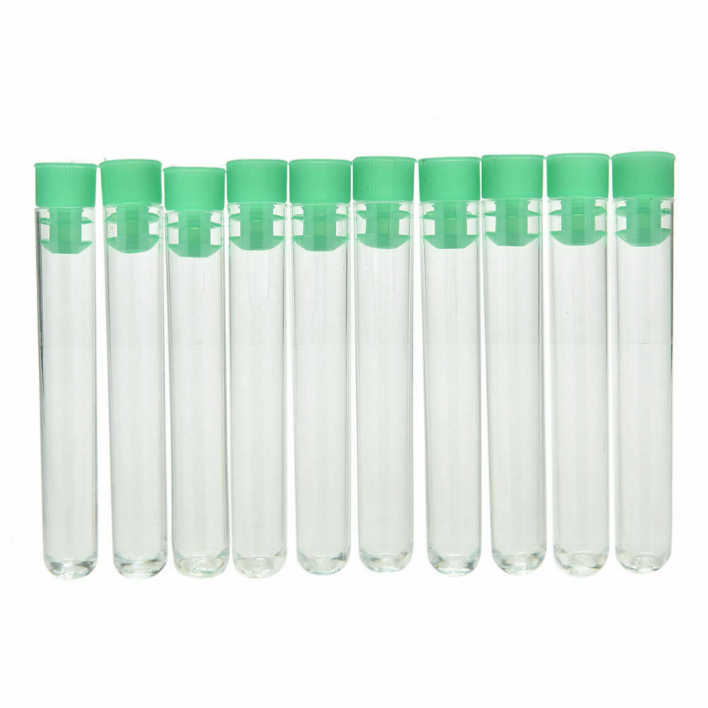 10Pcs Transparent Clear Plastic Test Tubes Vials with Lid Push Caps Kit Supplies