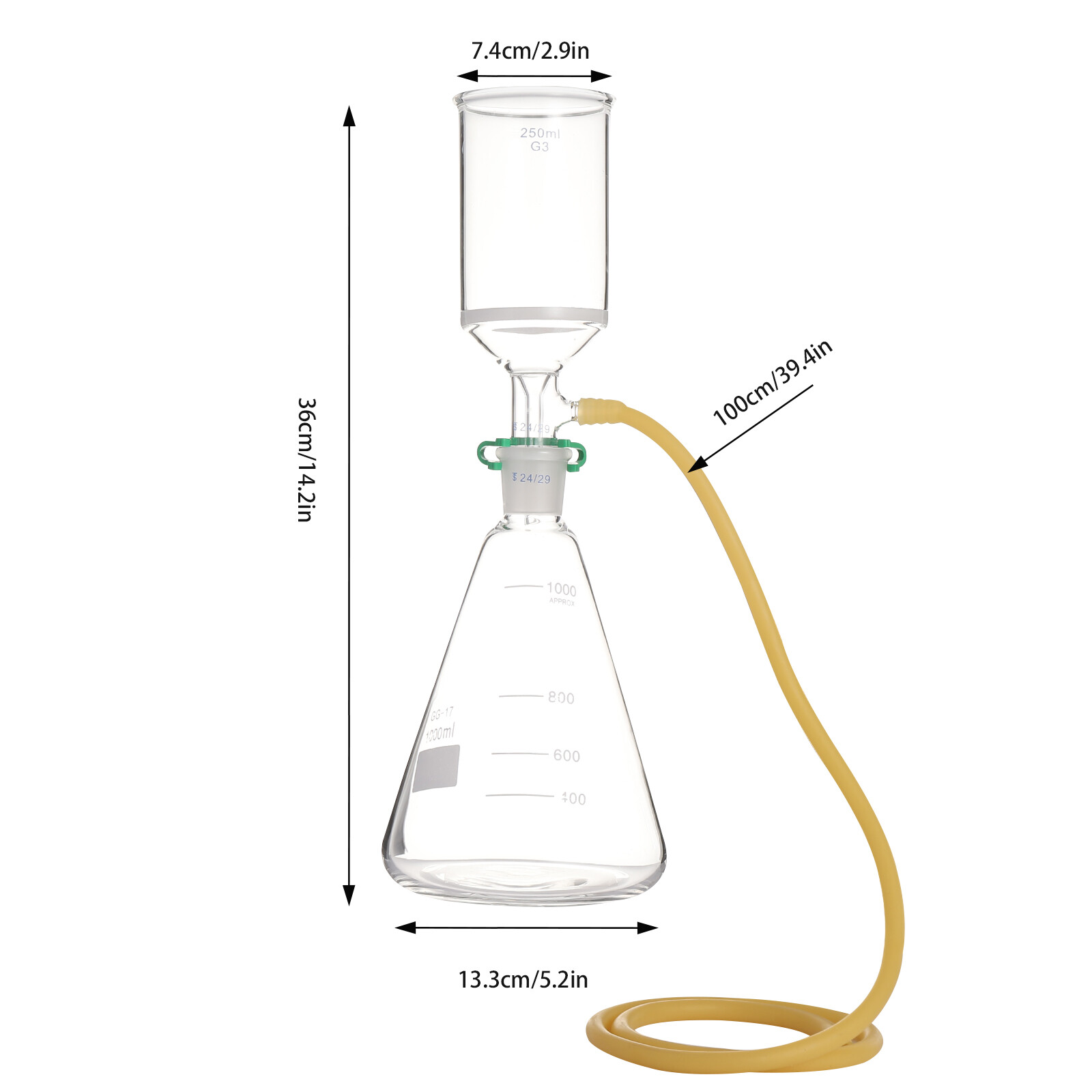 1000ml Buchner Funnel Filter Kit Sand Core Vacuum Filtration Apparatus