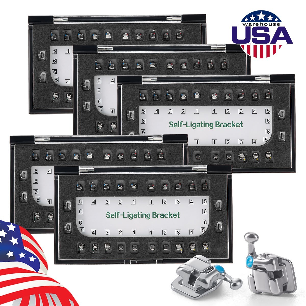 5 Kits Dental Orthodontic Self Ligating Bracket Brace Mini Roth.022 Hooks 345 JD