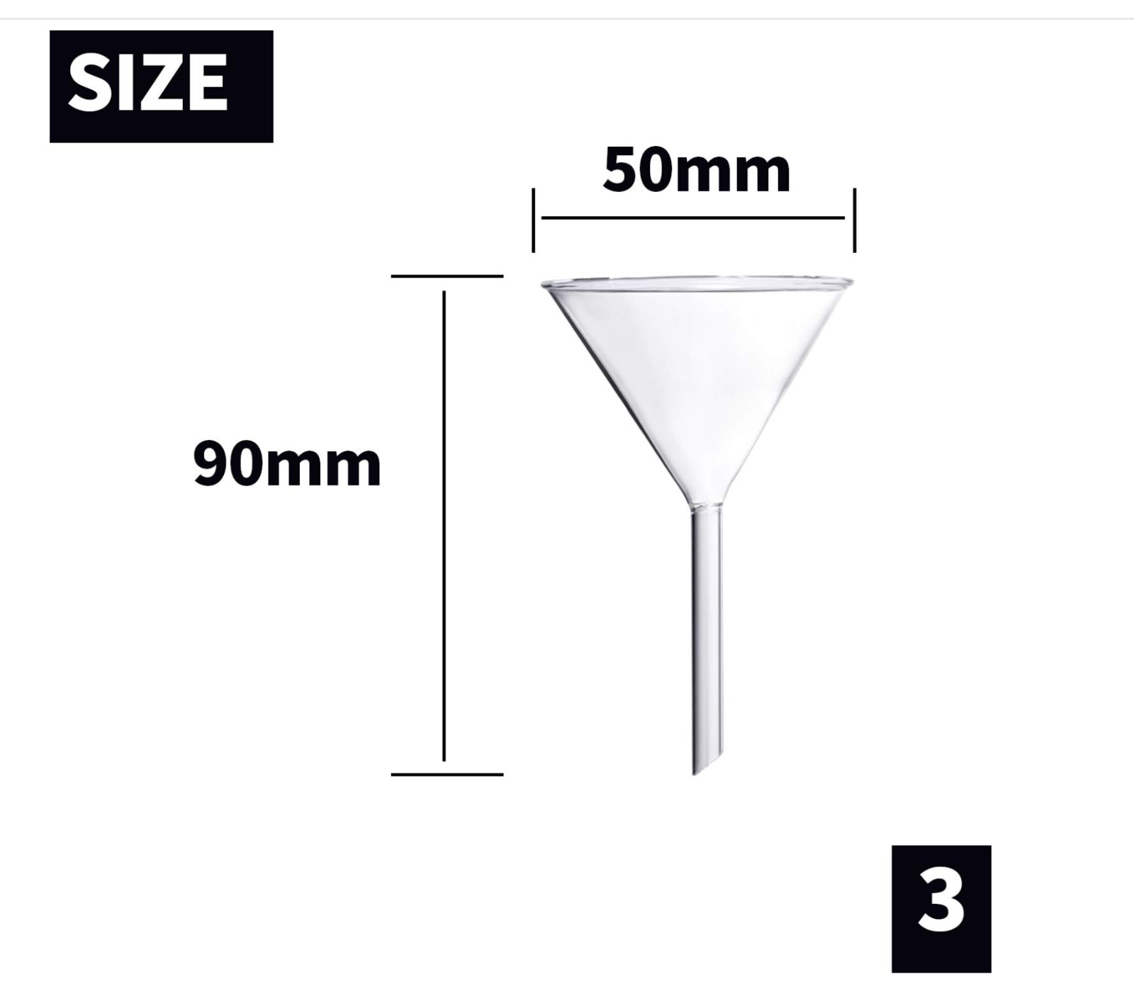 Glass Funnel Set, 4 Pcs Lab Borosilicate Glass Funnels, 100mm (170mm Length), 75