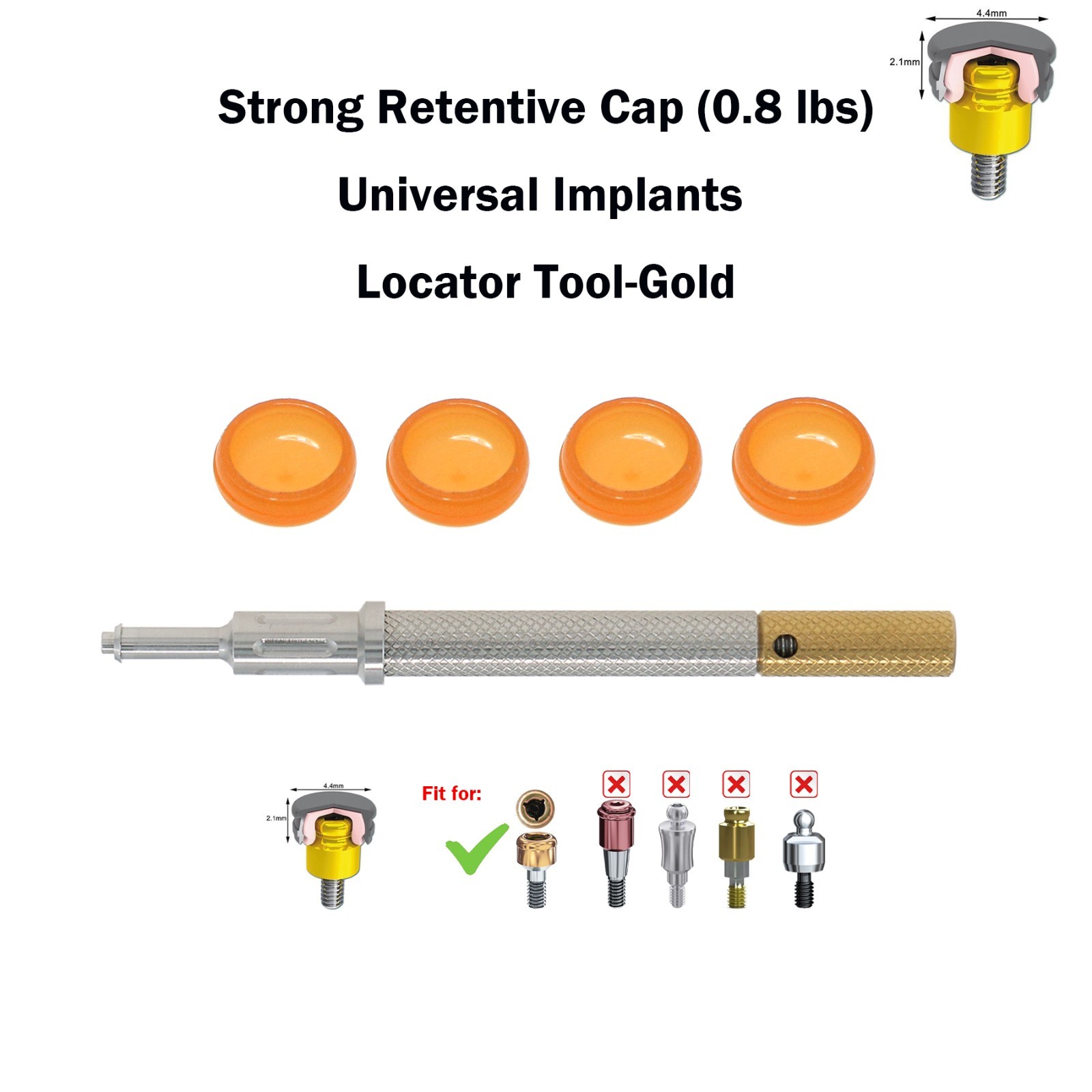 US Zimmer TSV/Mis Screw-Vent 3.0mm GH Ø3.5 Implant Overdenture Locator Abutment