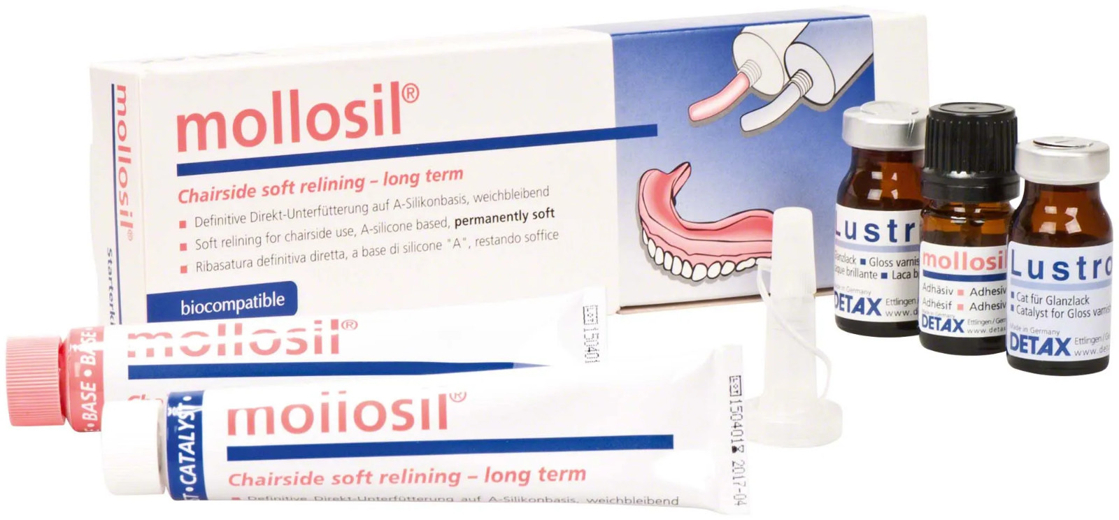 Detax Mollosil Long Term A Silicone Based Relining Material Kit Chairside Use