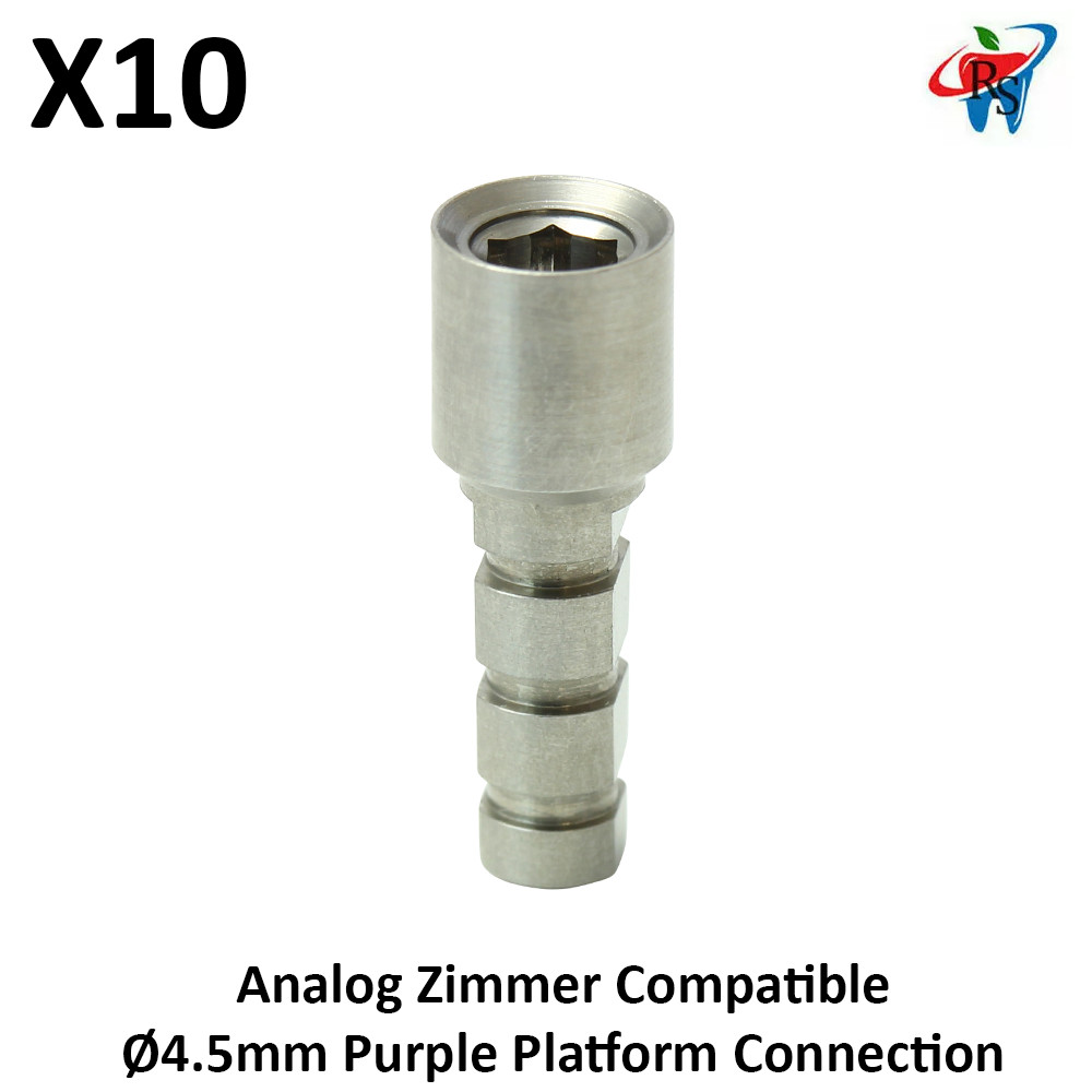 10x Dental Analog Zimmer Compatible Ø4.5 Purple Platform Connection Lab Replica