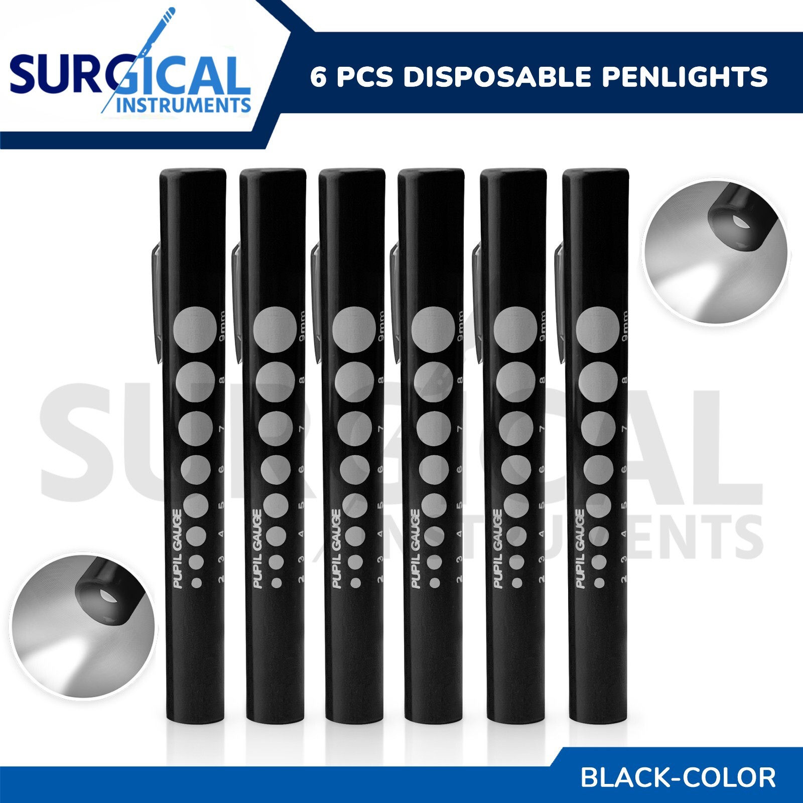 6 Pcs Disposable Penlights Set Diagnostic ENT Emergency Medical – BLACK Hi-Q