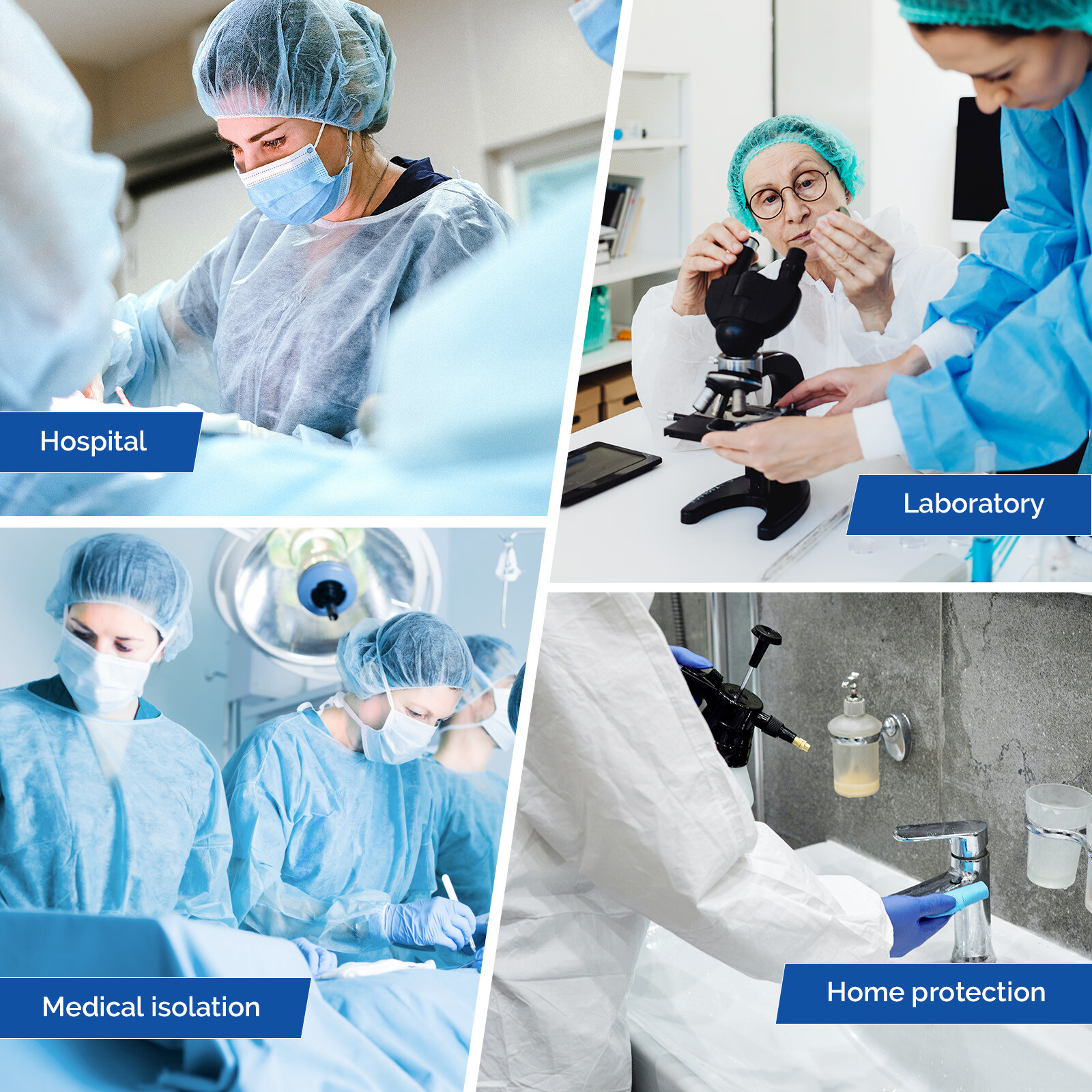Disposable Lab Isolation Gowns PP Soft Medical Gowns with Knitted Elastic Cuffs