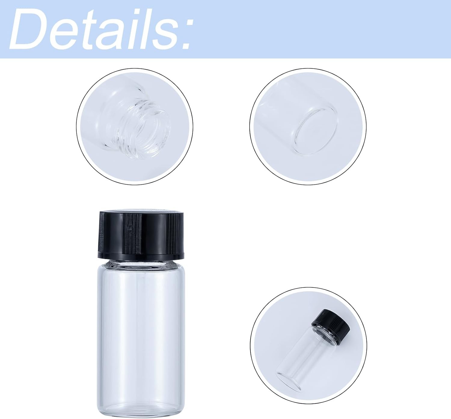 10 Pack 5ml Mini Clear Glass Vials with Plastic Screw Caps for Essential Oils