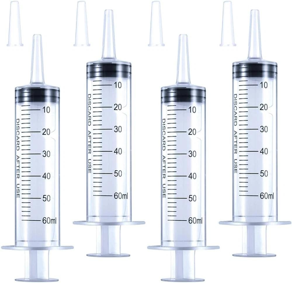 4 Pack 60ml Large Syringe Tip Cap Sterile Plastic for Labs Pets Oil Glue