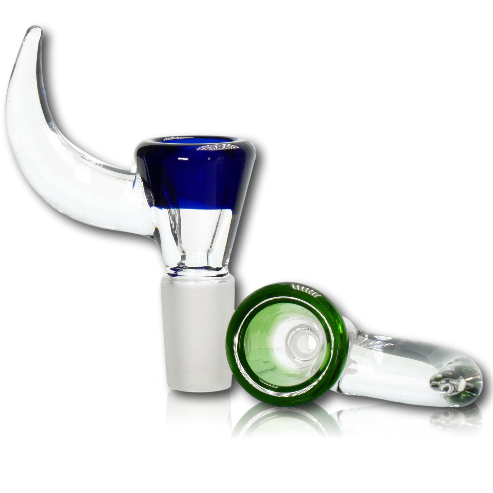 Thick Horn Handle Funnel Color Glass Slide Bowl 14mm Marble Tobacco Hookah Bong
