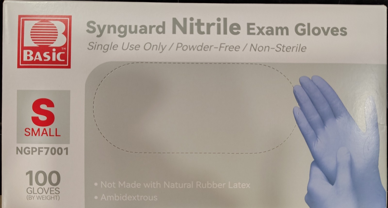 Synguard Nitrile Exam Gloves Blue Size Small Box Of 100 Latex Free