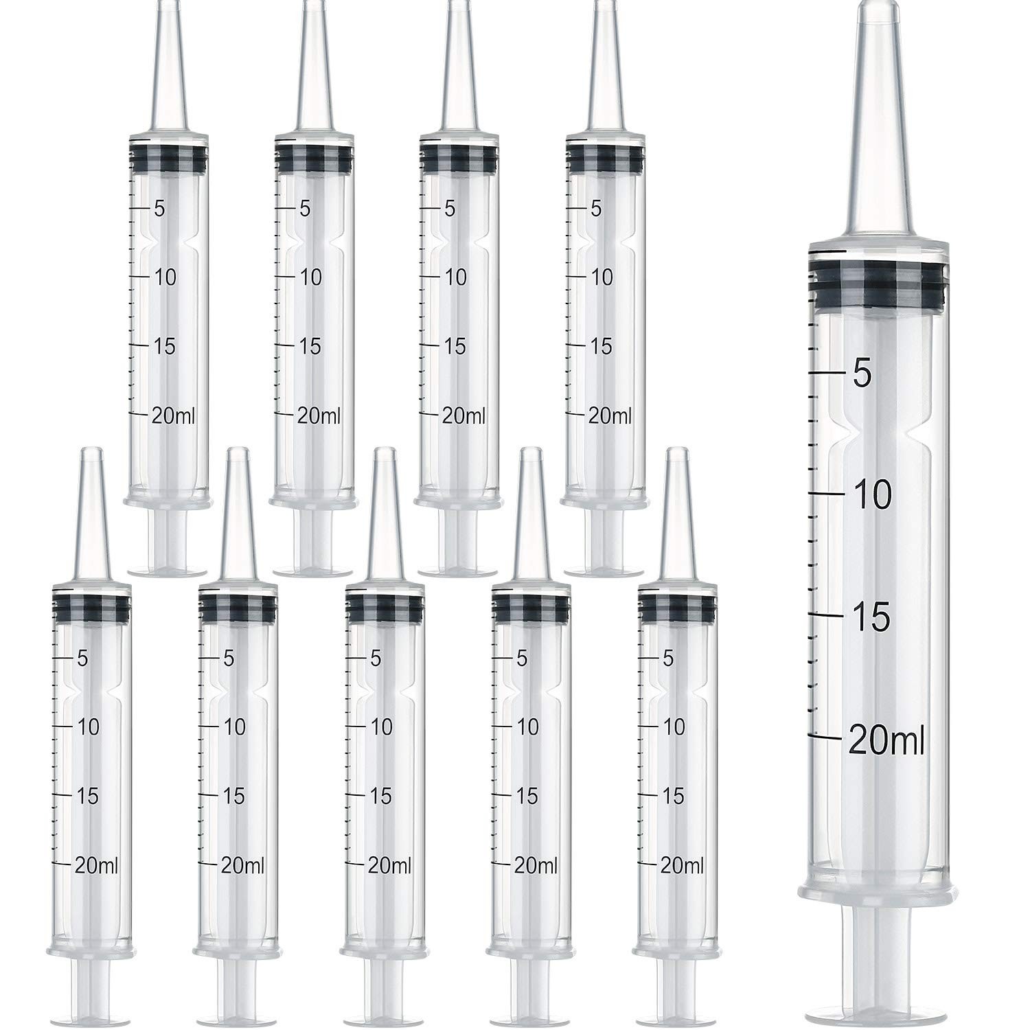 10 Pack Plastic Syringe Liquid Measuring Syringes 20 ML, as pictures shown