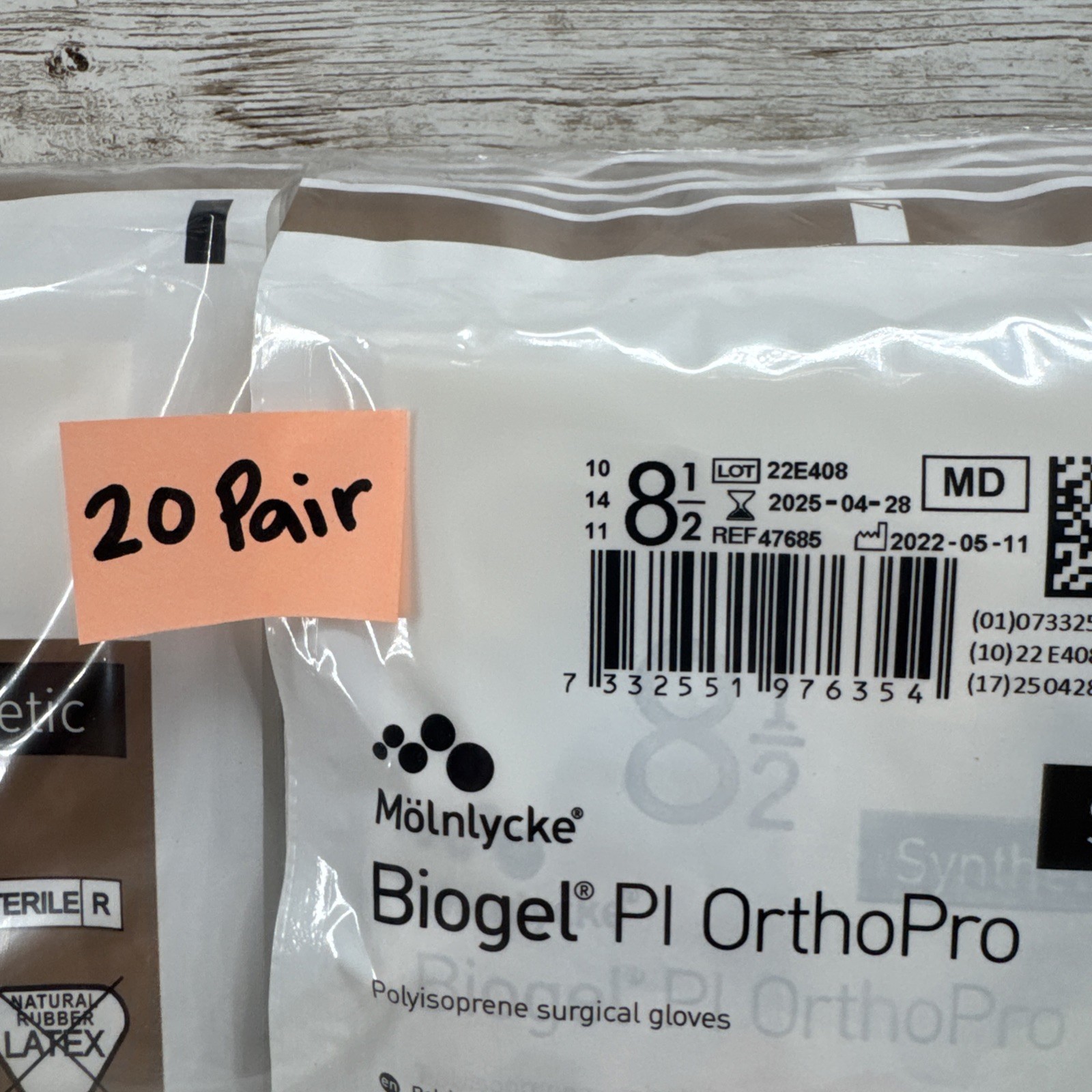 Biogel PI OrthoPro Polyisoprene Surgical Gloves *20 Pair* Size: 8.5 *See Date*