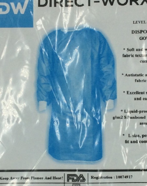 Direct-Worx Surgical Level 4 Disposable Gown, Breathable Fabric, AAMI, LARGE