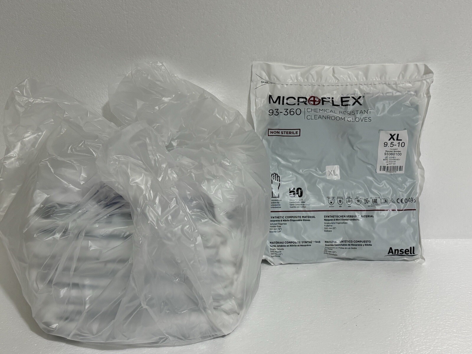 Microflex 93-360 Antistatic Chemical Resistant Cleanroom Gloves 500/Case Size XL