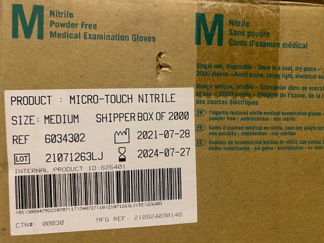(Case of 2,000) Micro-Touch PF Nitrile Medical Examination Gloves Medium 6034302