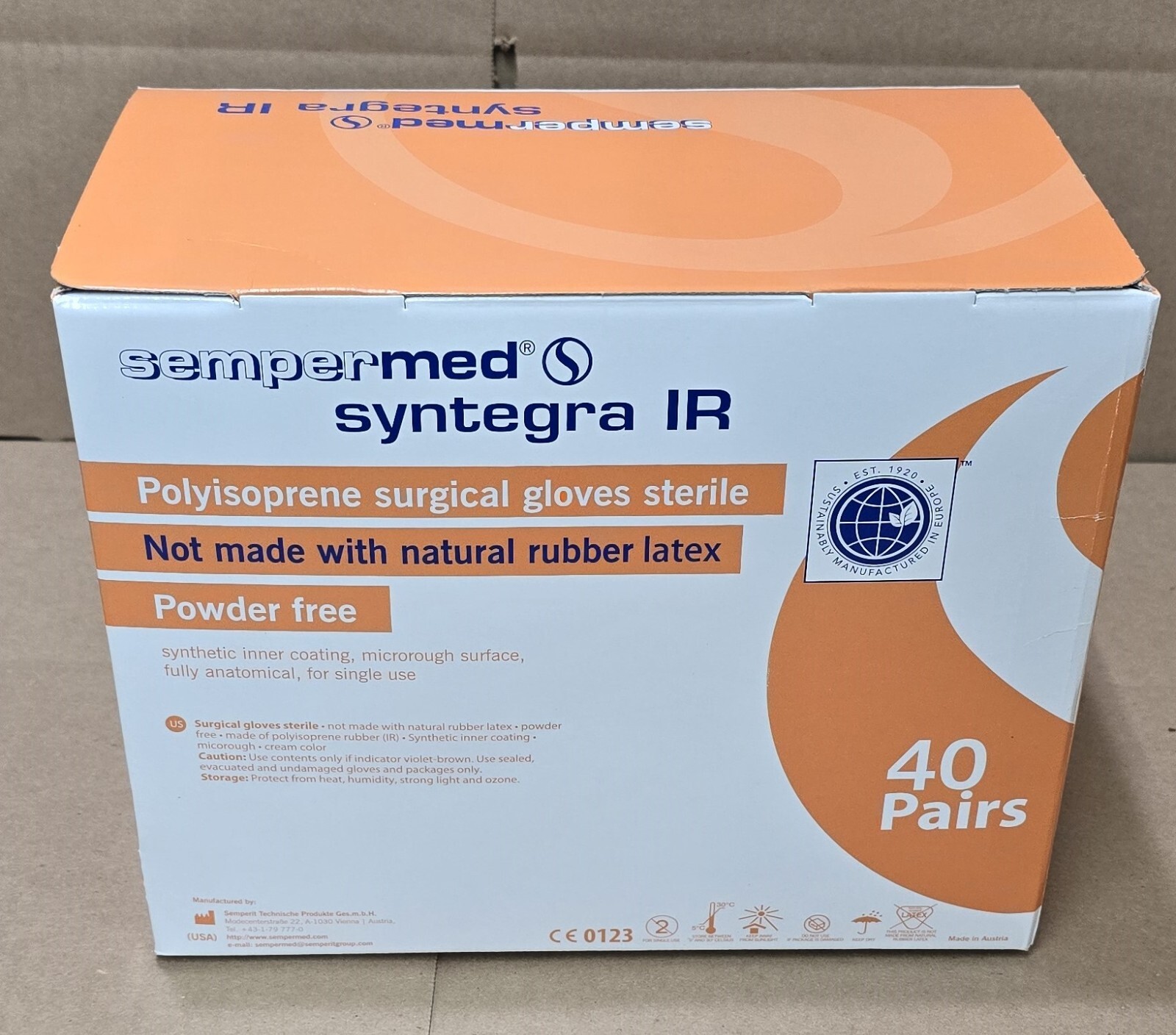 Sempermed Syntegra IR Polyisoprene Surgical Gloves Sterile, Size 6, 40/pairs