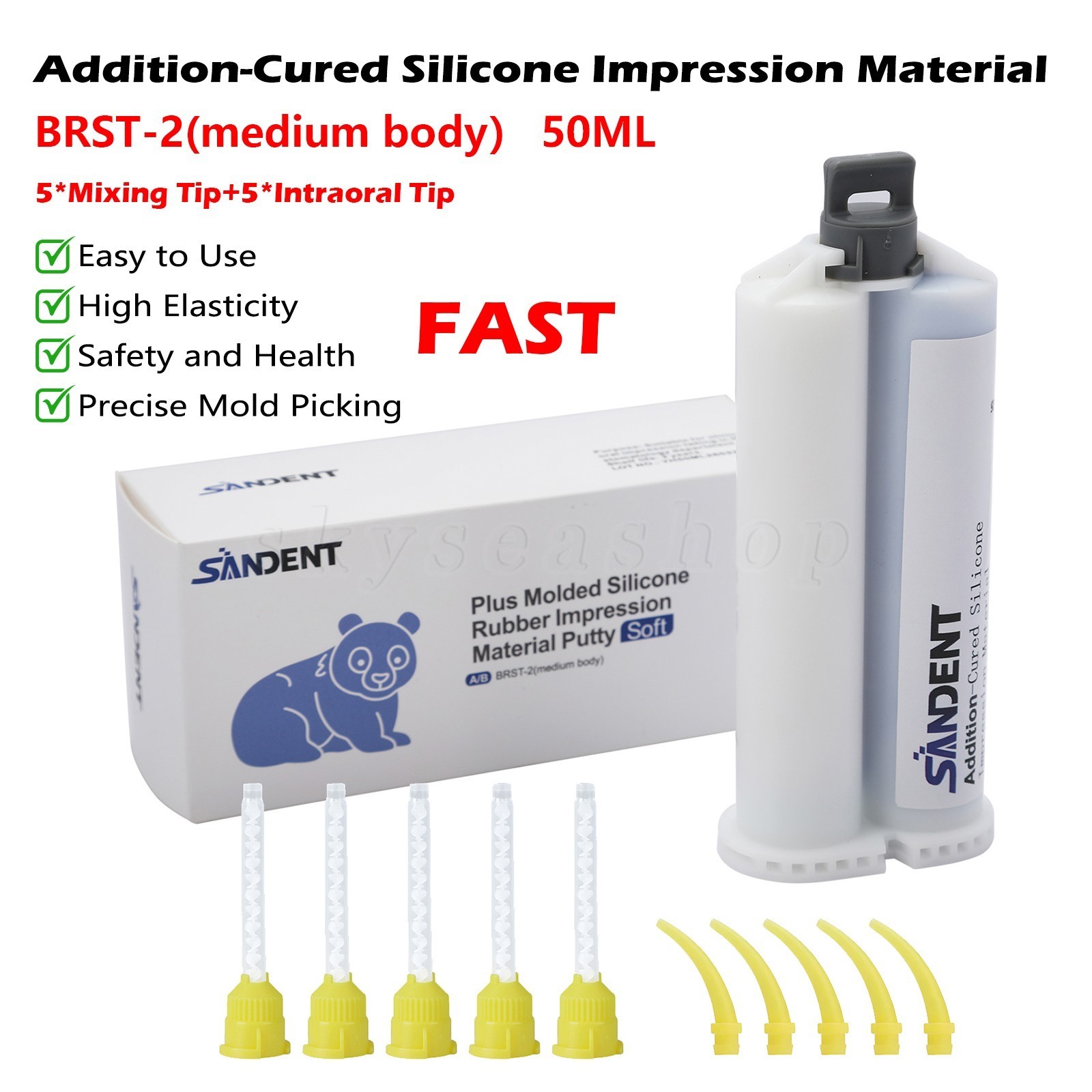 24PCS Dental Impression Material VPS MEDIUM Body Fast Putty Set 50 ml Cartridges
