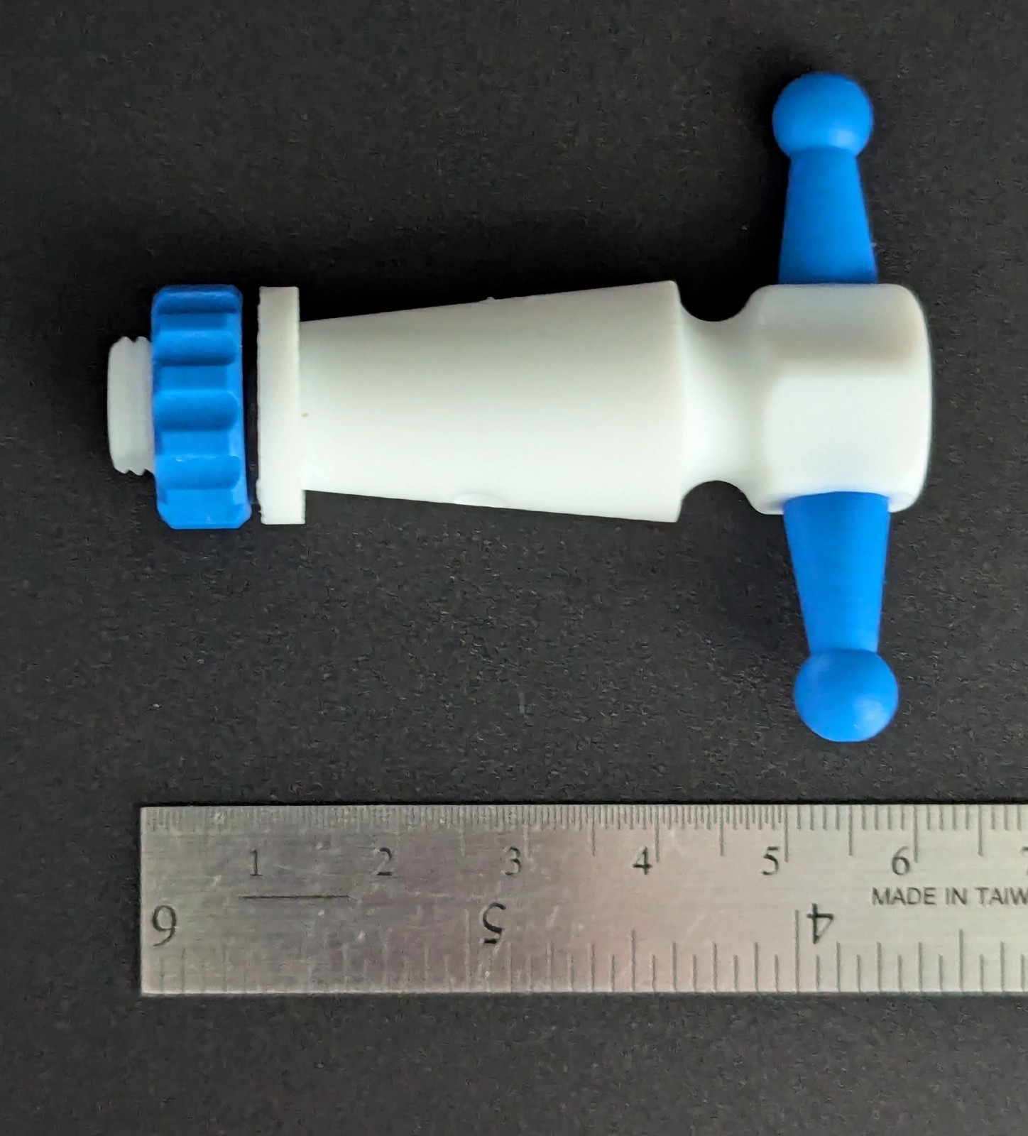 PTFE Straight Bore Stopcock Plug Assembly, 3 mm Plug Bore, Size 12/28, O-Ring