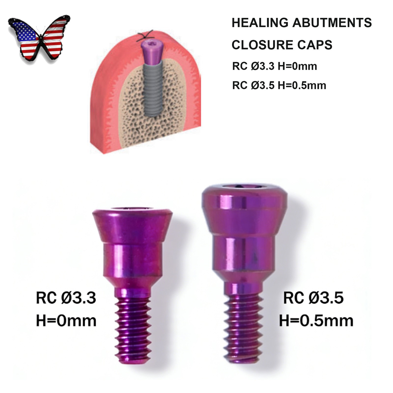 Straumann RC Healing Abutment & Closure Screw BLT Bone Level Titanium 5pcs/set
