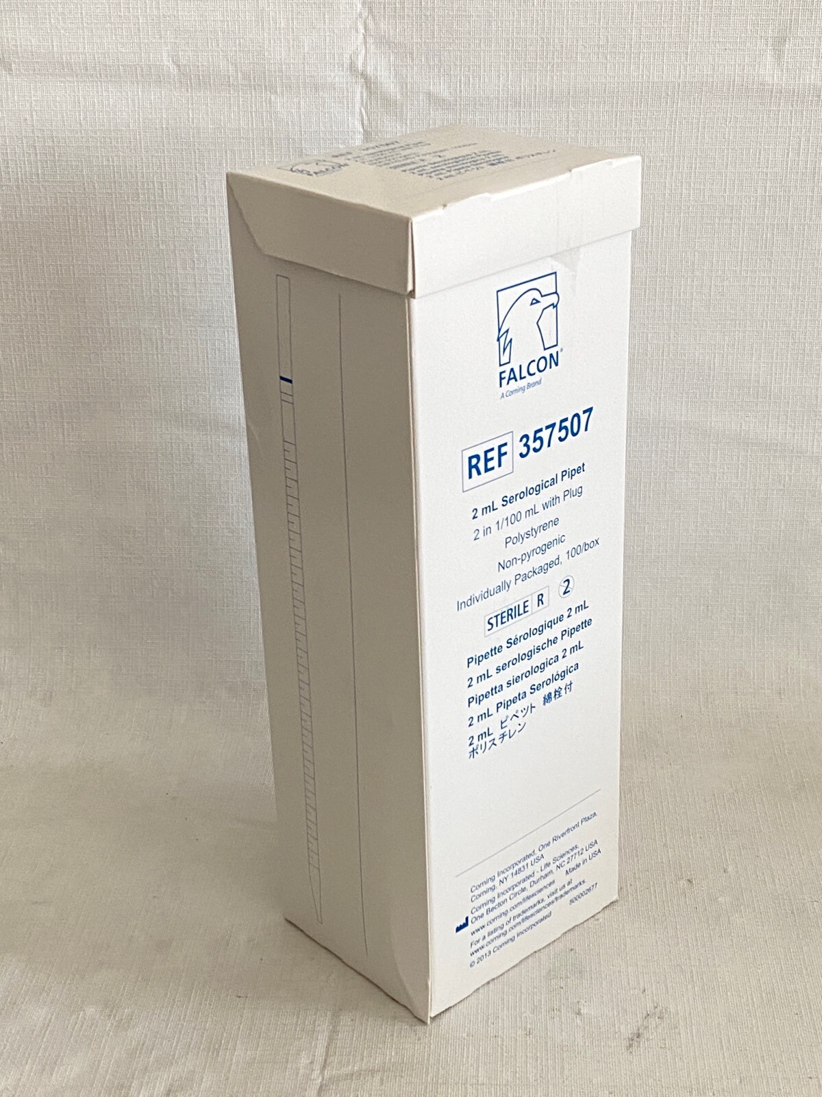(100/Pk) CORNING FALCON 2mL PS Aspirating Pipettes Pipets Individual Wrap 357507