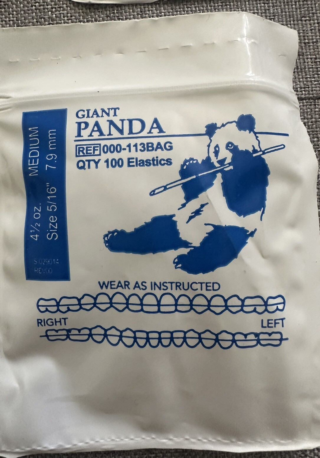 2x MEDIUM 4.5oz 200 Count ELASTIC BRACES DENTAL RUBBER BANDS GIANT PANDA 5/16”