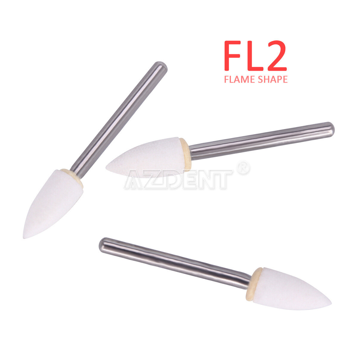 AZDENT Fresas dentales Pulidores Kit de pulido White Stone Flame Aluminio FG/RA