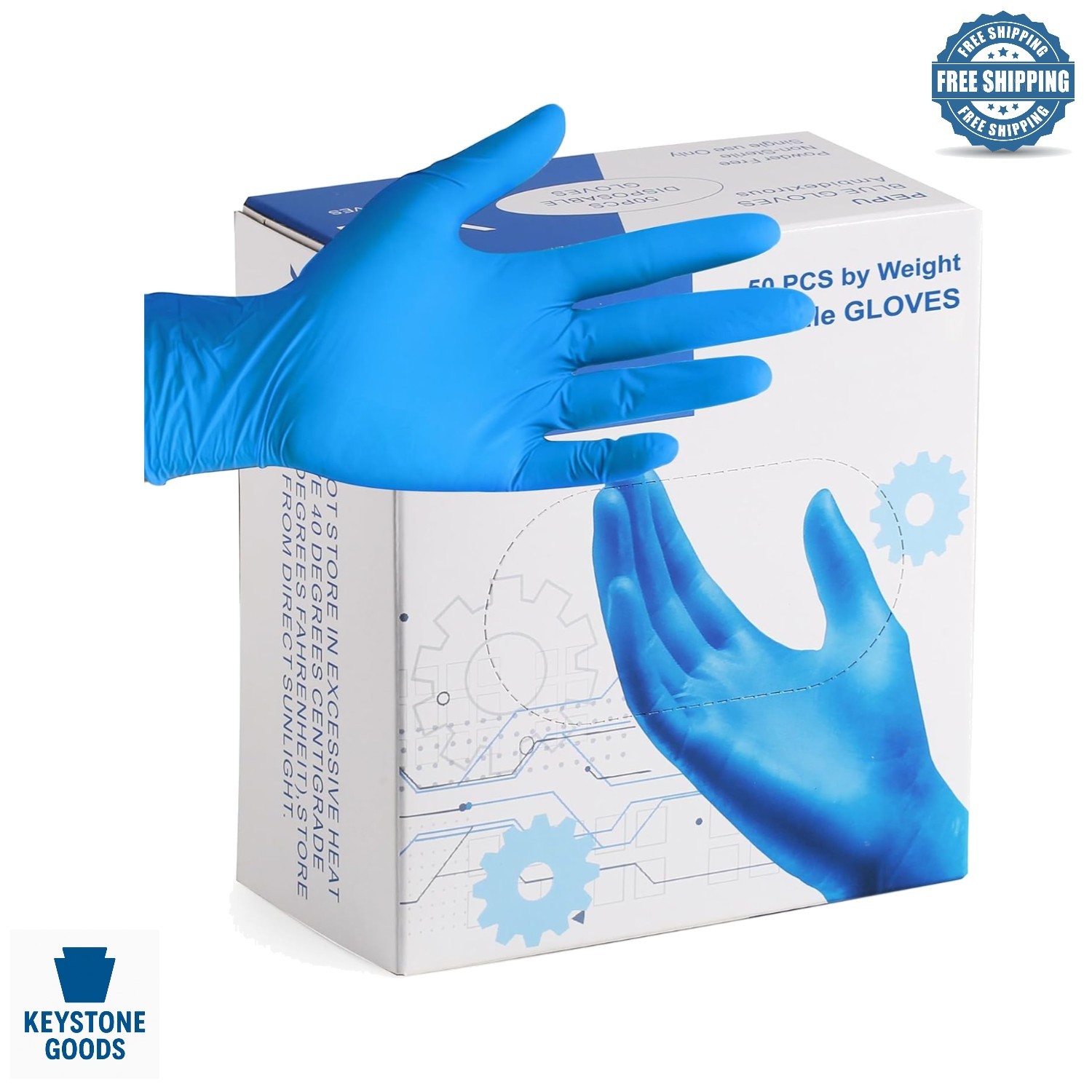 50 Pack Powder-Free Nitrile Disposable Gloves for Cleaning & Healthcare