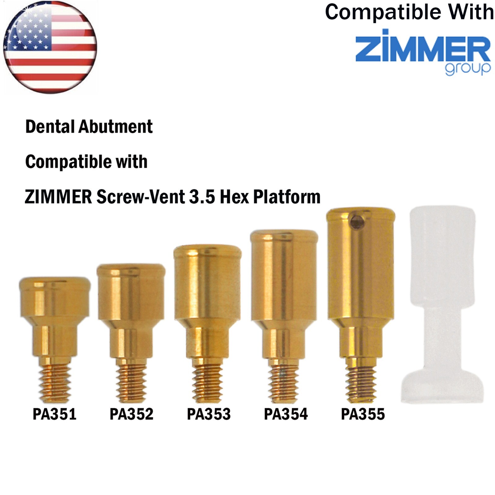 US Dental Locator Attachment Abutment for ZIMMER BEGO Screw-Vent 3.5 Platform