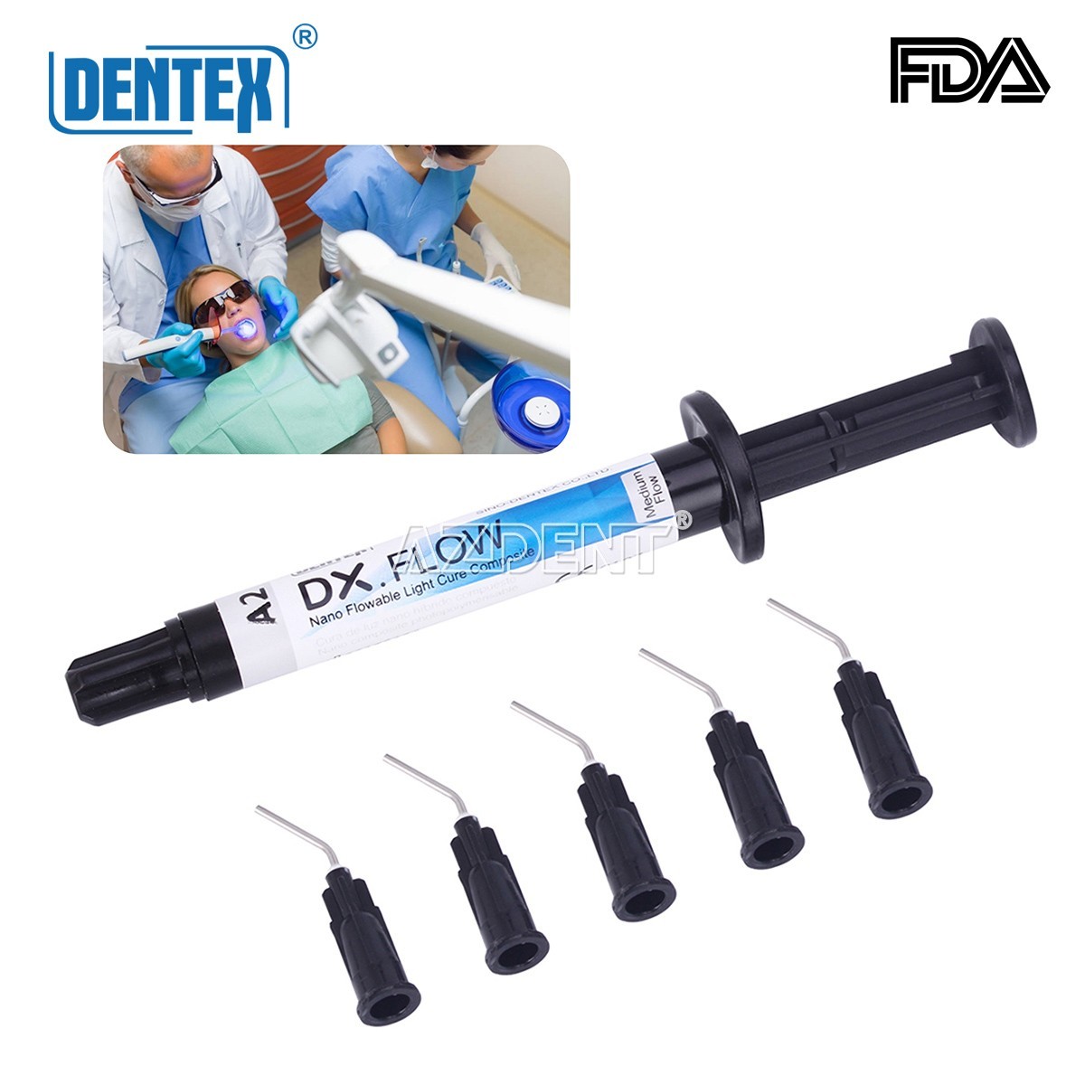 Dentex Dental Light Cure Flowable Composite Resin Tooth A2 Medium Flow