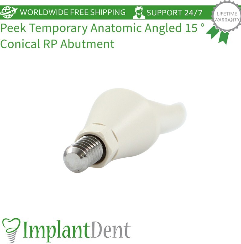 1x Peek Temporary Anatomic Angled 15°Prosthetic Dental Fixture Conical RP 2.65mm