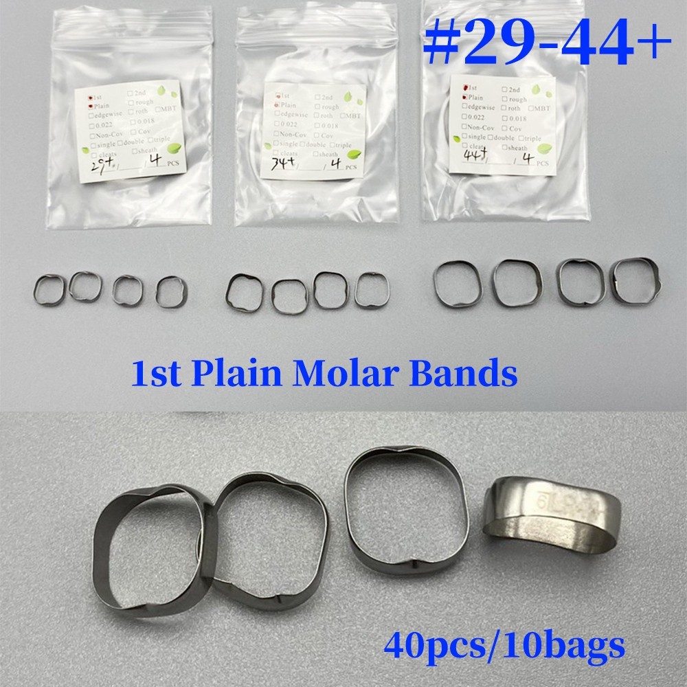 10*Dental Orthodontic 1st Plain Molar Band Rough Inner Single Band Brace #29-44+