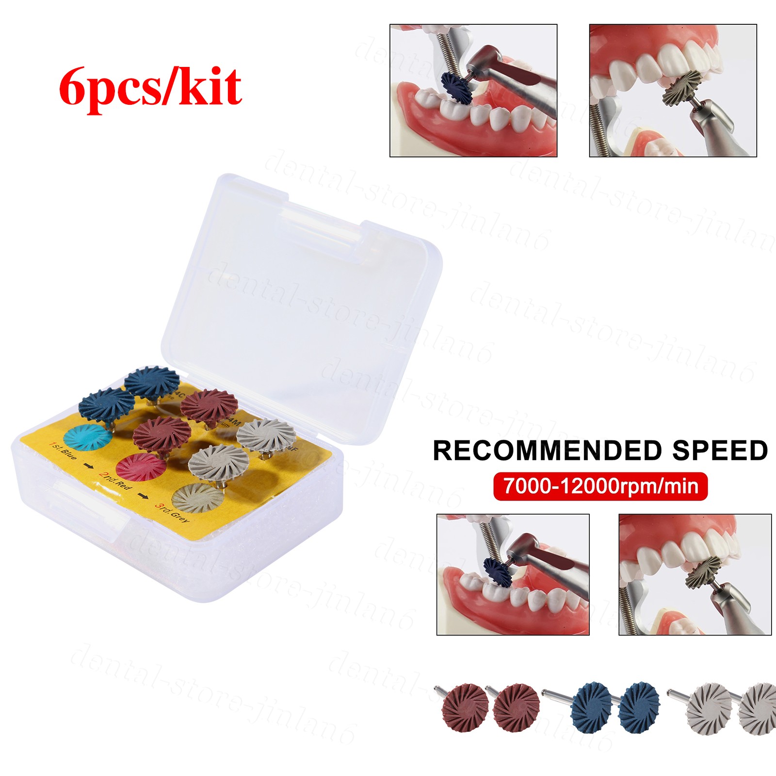 Dental Composite Polishing Kit Diamond RA Polisher Burs For Contra Angle 2.35mm