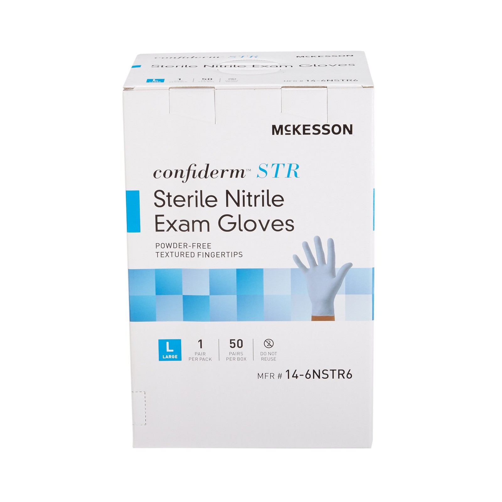 McKesson Confiderm STR Nitrile Exam Glove Standard Cuff Length LARGE 50 per Box