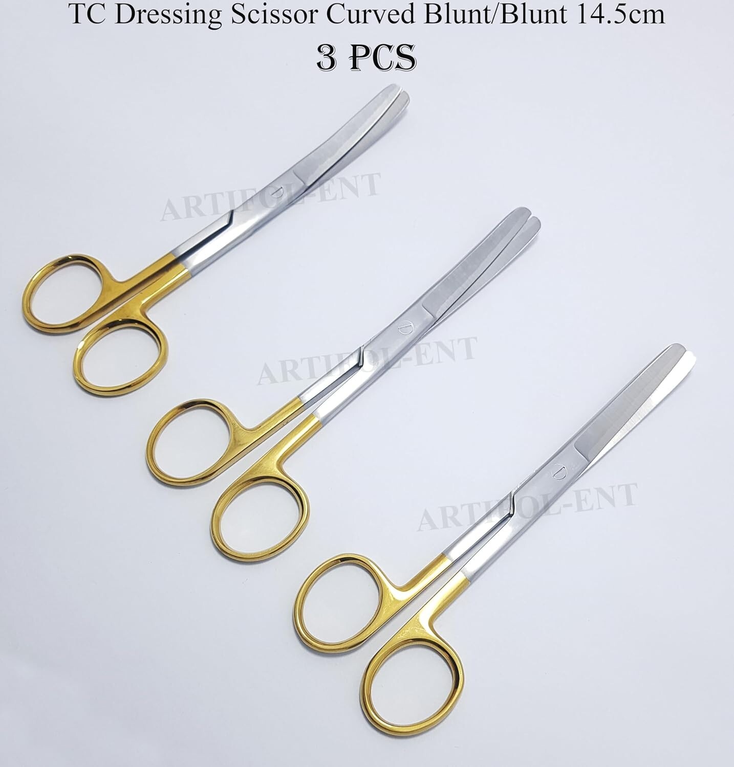 TC Operating Dressing Surgical Scissor – Curved Blades B/B – 14.5cm (5.5″) 3 Pcs