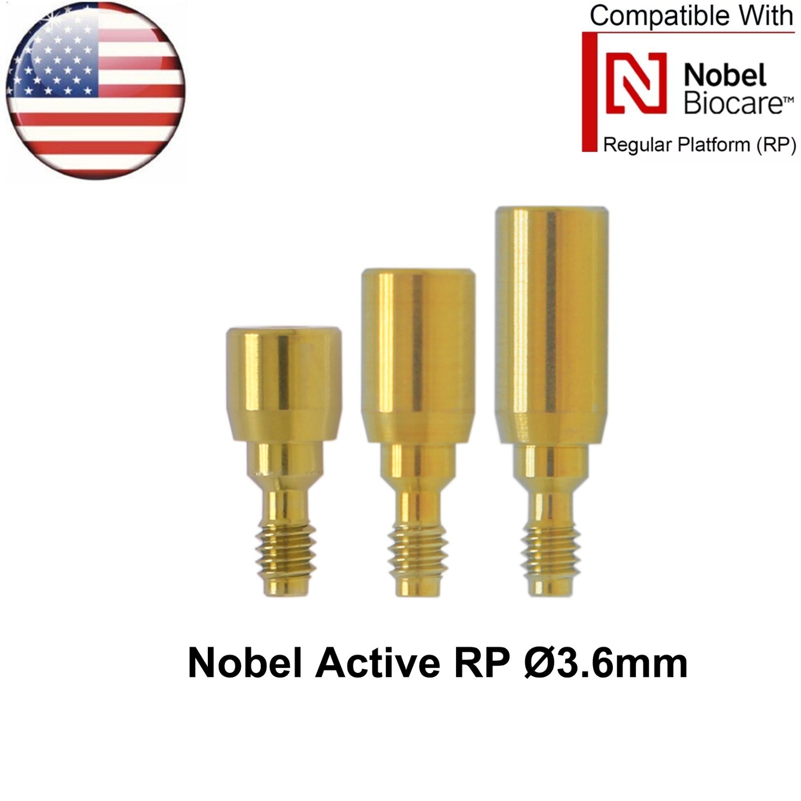 US NOBEL Dental Healing Cap Abutment RP Compatible Biocare Active ∅3.6 ∅5.0 ∅6.0