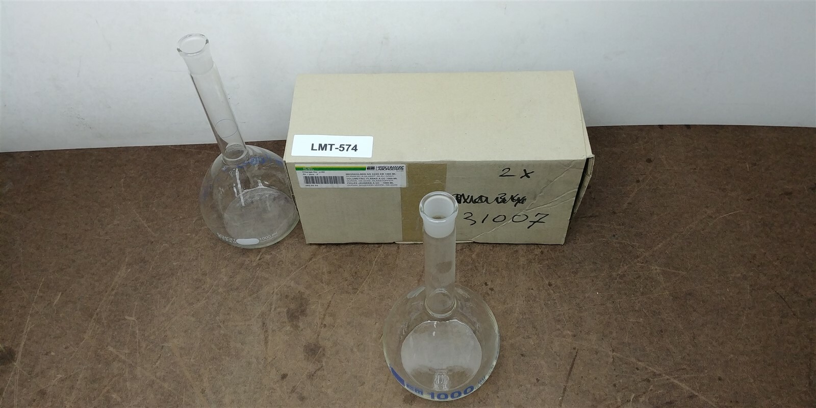 Schott Duran 1000ml Hirschmann Laborgerate Volumetric Flask A CC Qty 2
