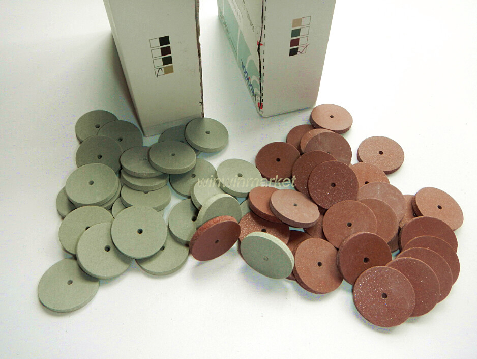 50pcs Assorted Dental Lab Polishing Wheels Burs Silicone Polishers White Brown