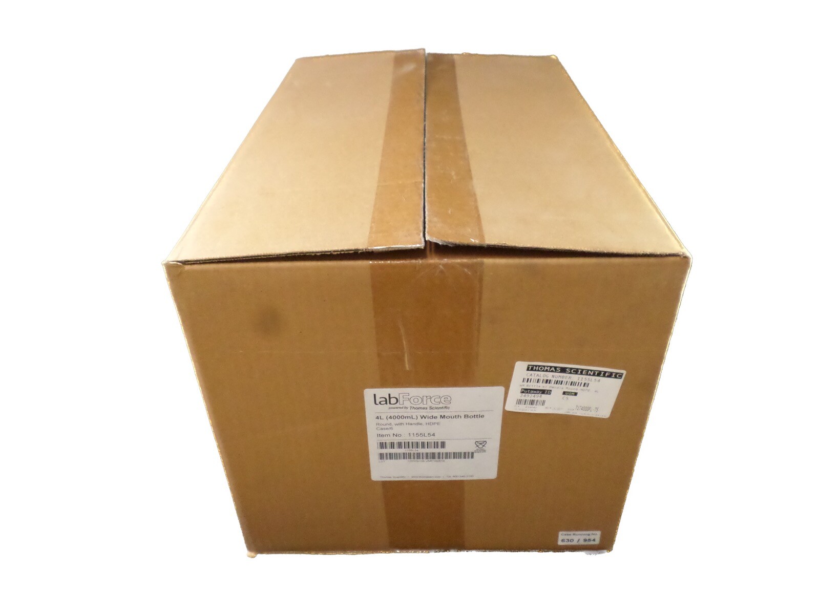 LABFORCE 4L Wide Mouth Round HDPE Lab Bottle W Handle PP Closure 1155L54 (6/cs)