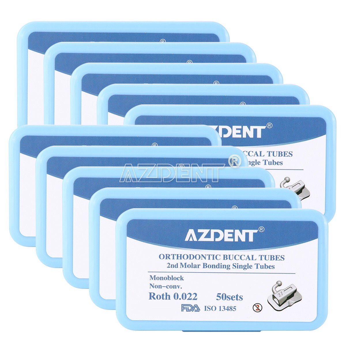 50Set Dental Orthodontic Buccal Tube 2nd Molar Roth.022 Bondable Non-Conv AZDENT