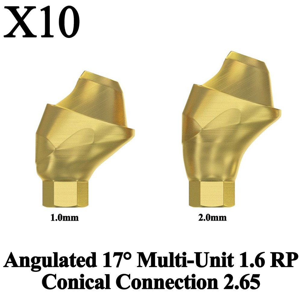 10x Prosthetic Angulated 17° Multi-Unit 1.6 RP Conical Connection 2.65 Titanium