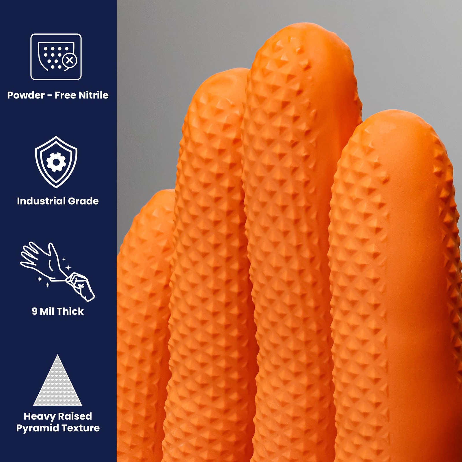 Heavy Duty Orange Nitrile Gloves 9 Mil Powder Free 90 Pack 2XL