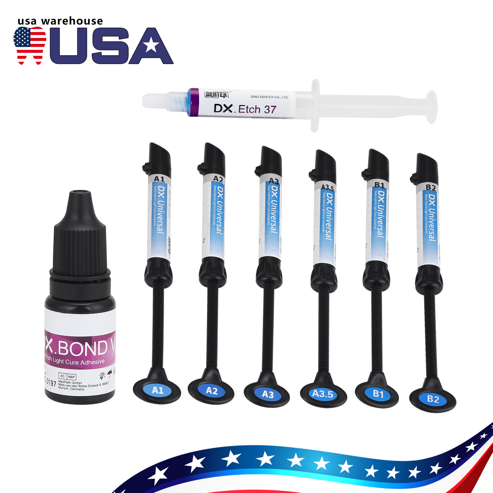 Dental Universal Light Cure Composite Kit Shade A1 A2 A3 A3.5 B1 B2