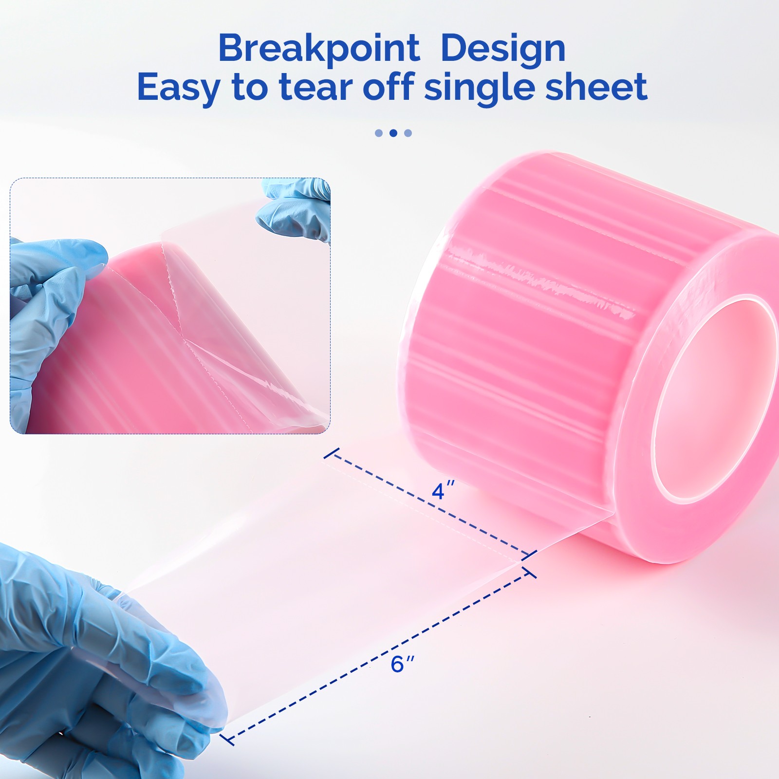 6 Rolls JMU Dental Barrier Film Medical Tape Roll Adhesive 1200 Sheets 4″x6″Pink