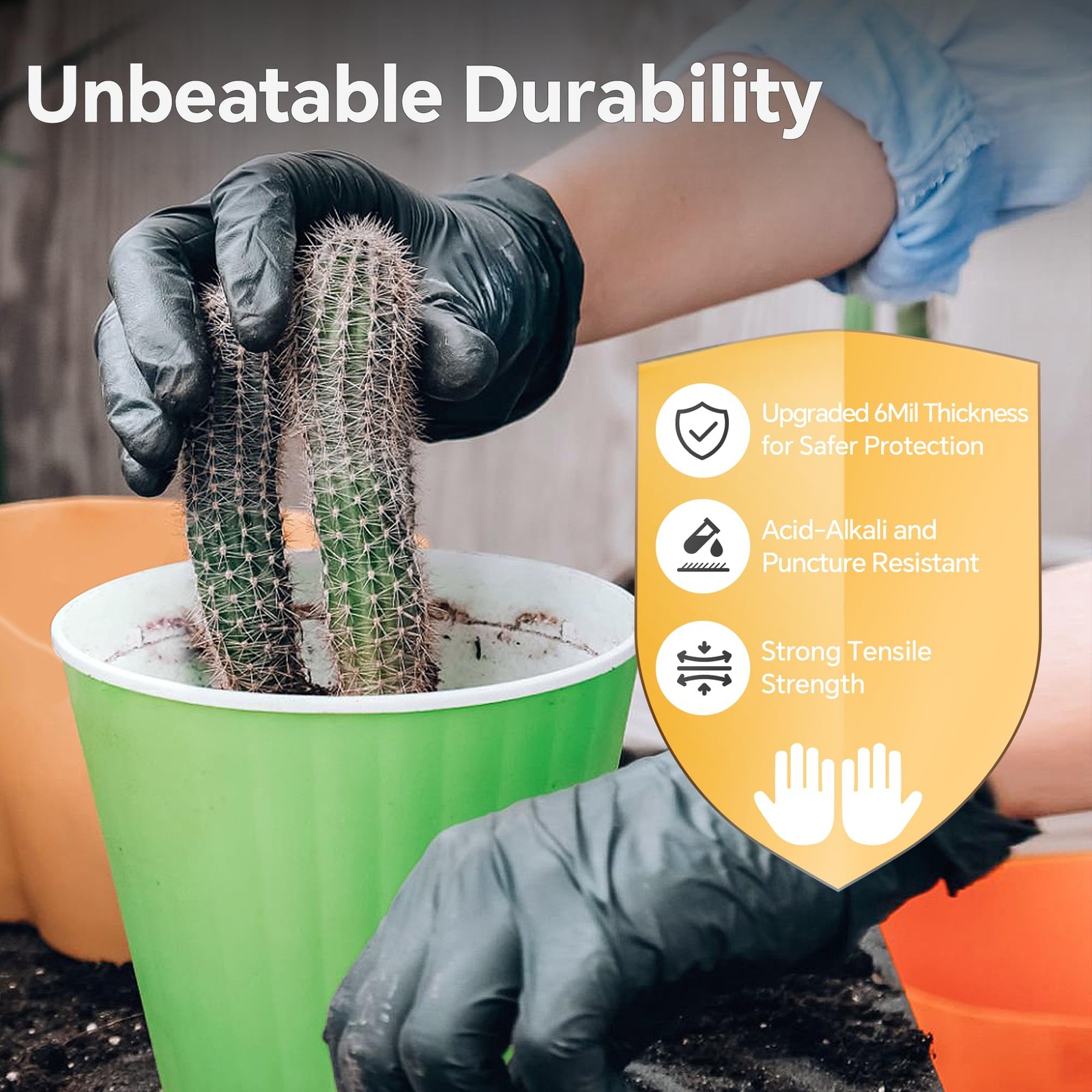 Black Nitrile Disposable Gloves, 7 Mil, Heavy Duty, Large