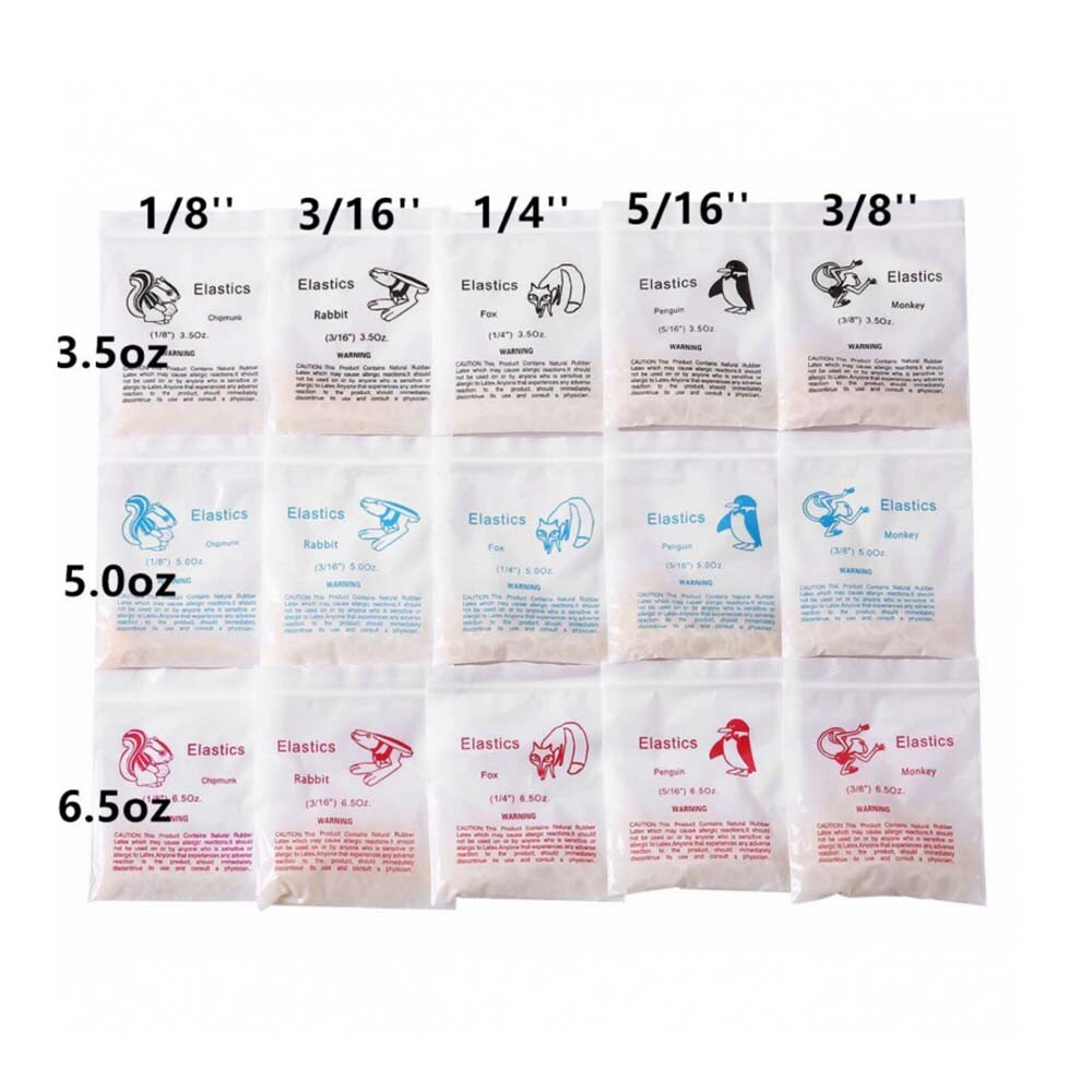 1×Dental Orthodontic Elastic Rubber Bands Brace 100pcs/bag 6.5/5/3.5oz 15 Sizes