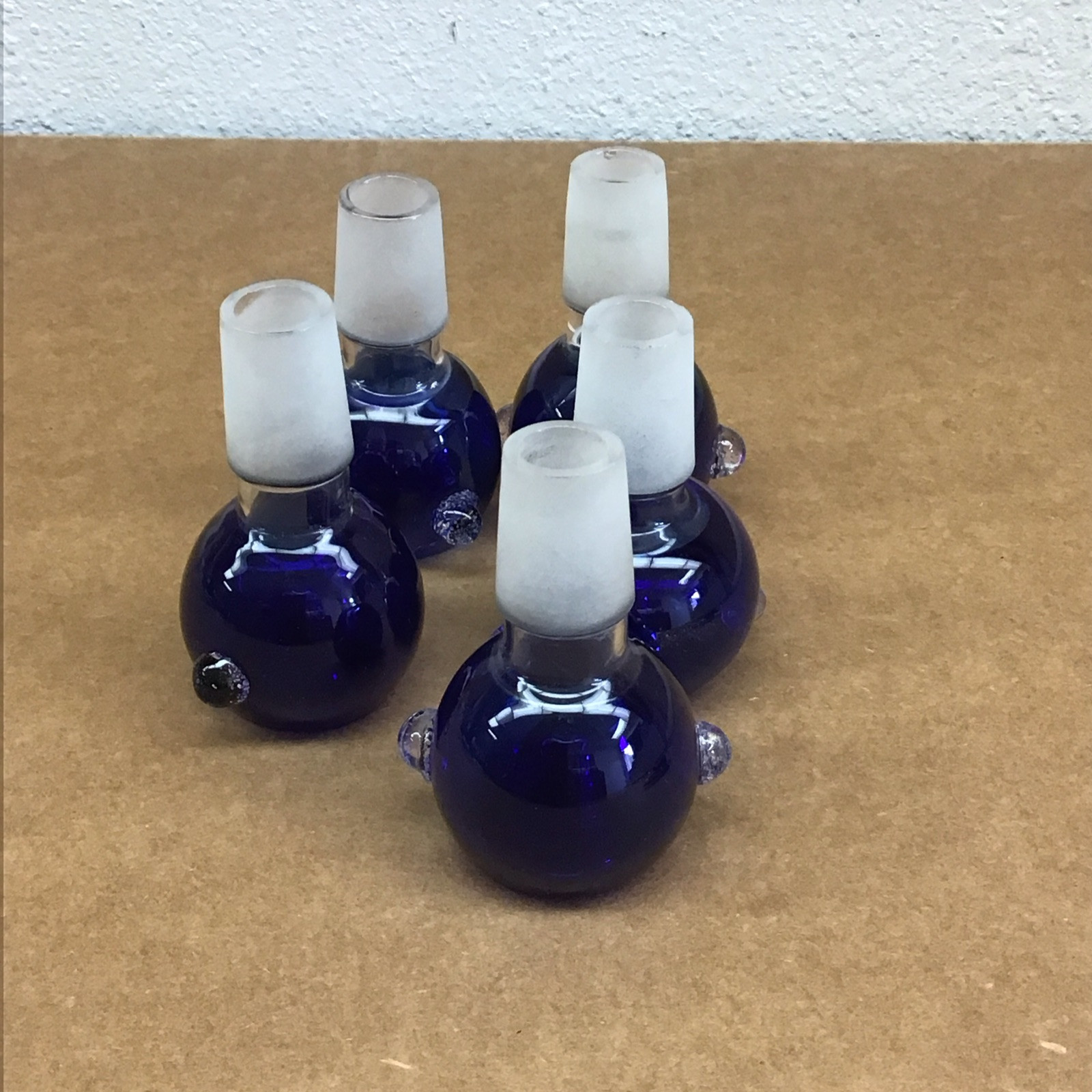5 Pieces – Male 18mm BLUE Glass Swirl Slide Bowl – Hookah Water Bubbler EE7